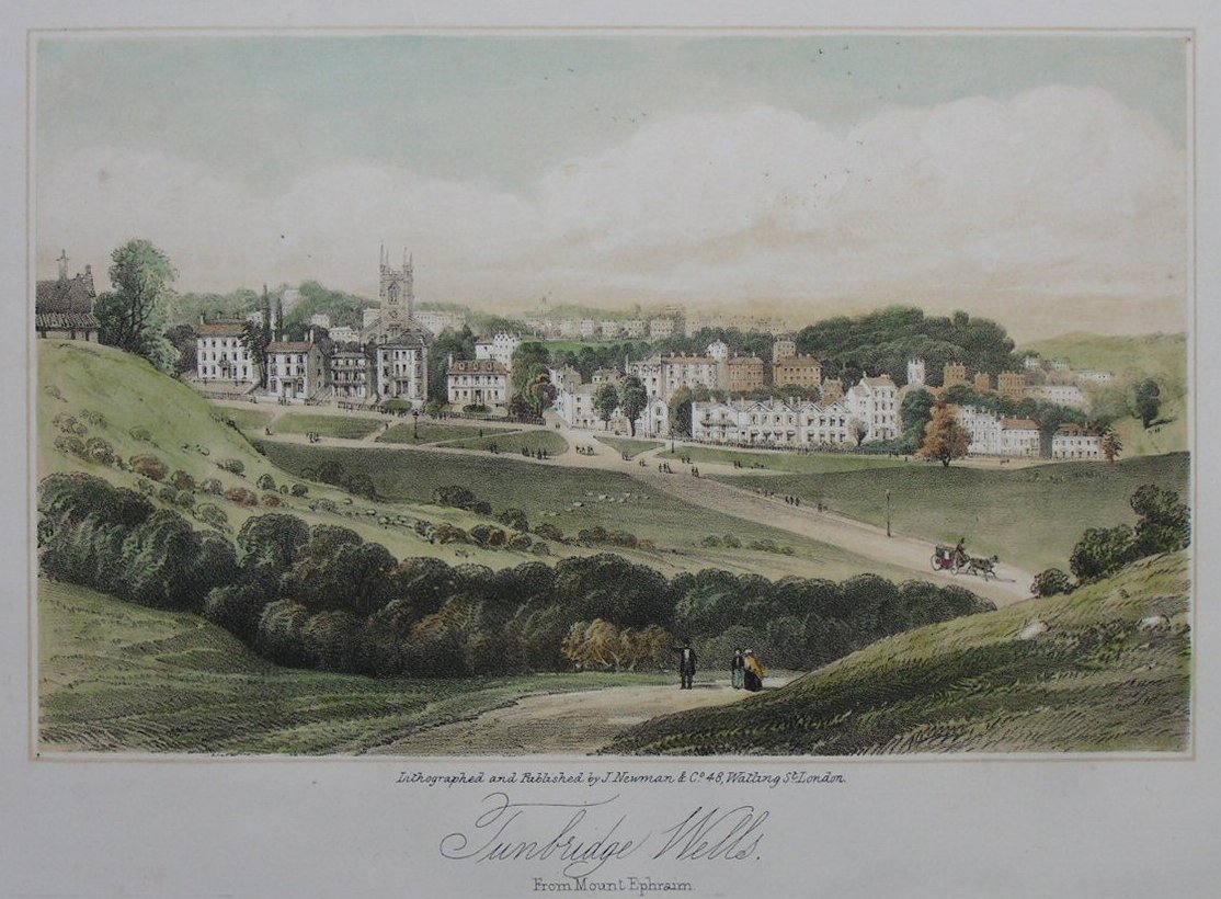 Lithograph - Tunbridge Wells, from Mount Ephraim - Newman